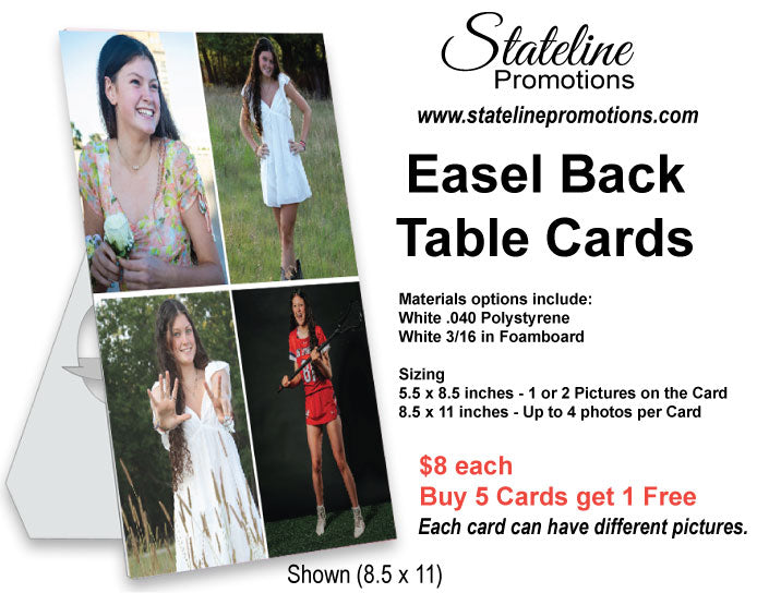 Easel Back Table Cards - Buy 5 Get the 1 FREE