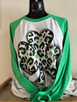 St Pat Leopard Clover - 3/4 Sleeve Triblend