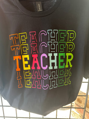 Teacher Stacked Neon