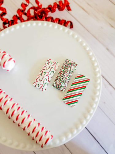 Red & Green Canes Snap Clip 3pak