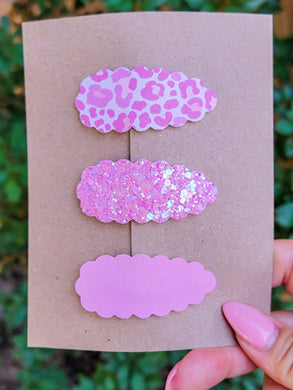 Pink Leopard Snap Clip 3pak-