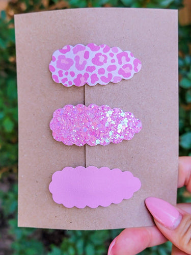 Pink Leopard Snap Clip 3pak-