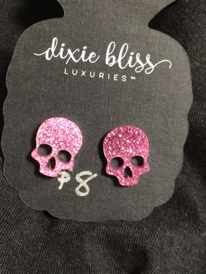 Magenta Skulls -Glitter