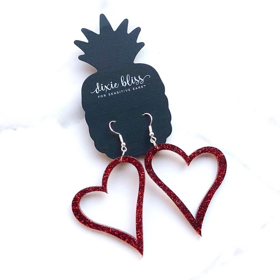 Valentines Hearts Dangle Earrings